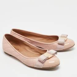 Salvatore Ferragamo Pink Quilted Leather Varina Ballet Flats Size 37