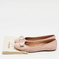Salvatore Ferragamo Pink Quilted Leather Varina Ballet Flats Size 37