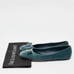 Salvatore Ferragamo Blue Velvet Vara Bow Ballet Flats Size 40