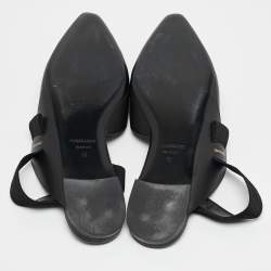 Pre Owned Salvatore Ferragamo Black Leather Slingback Flats Size 40.5
