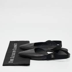 Pre Owned Salvatore Ferragamo Black Leather Slingback Flats Size 40.5