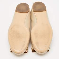 Pre Owned Salvatore Ferragamo Beige Leather Varina Ballet Flats Size 37