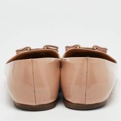 Salvatore Ferragamo Beige Patent Leather Varina Ballet Flats Size 39