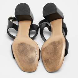 Salvatore Ferragamo Black Leather Cayla Ankle Strap Sandals Size 37