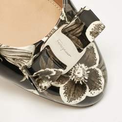 Pre Owned Salvatore Ferragamo Multicolor Patent Leather Vara Bow Block Heel Pumps Size 38