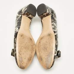 Pre Owned Salvatore Ferragamo Multicolor Patent Leather Vara Bow Block Heel Pumps Size 38