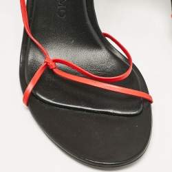 Salvatore Ferragamo Red/Black Leather Strappy Ankle Tie Sandals Size 38.5