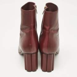Salvatore Ferragamo Burgundy Leather Ankle Length Boots Size 41
