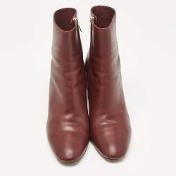 Salvatore Ferragamo Burgundy Leather Ankle Length Boots Size 41
