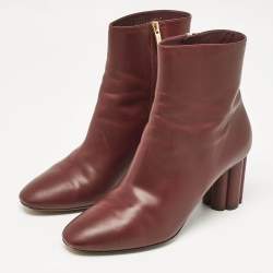 Salvatore Ferragamo Burgundy Leather Ankle Length Boots Size 41