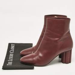 Salvatore Ferragamo Burgundy Leather Ankle Length Boots Size 41