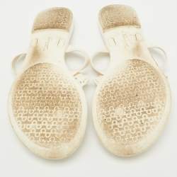 Salvatore Ferragamo White Jelly Bow Accents Flat Sandals Size 38.5