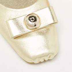 Pre Owned Salvatore Ferragamo Gold Leather Ballet Flats Size 40.5