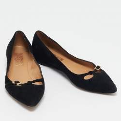 Salvatore Ferragamo Black Suede Ballet Flats Size 37