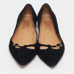 Salvatore Ferragamo Black Suede Ballet Flats Size 37