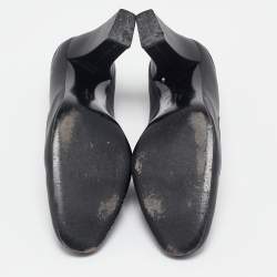 Salvatore Ferragamo Black Leather and Wool Block Heel Pumps Size 38.5