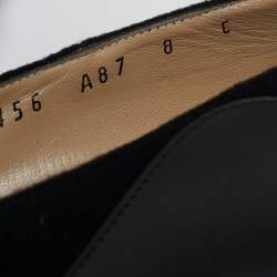Salvatore Ferragamo Black Leather and Wool Block Heel Pumps Size 38.5