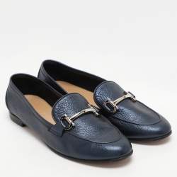 Salvatore Ferragamo Navy Blue Leather Loafers & Moccasins Size 38.5