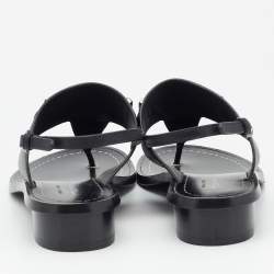 Pre Owned Salvatore Ferragamo Black Leather Thong Slingback Sandals Size 38.5