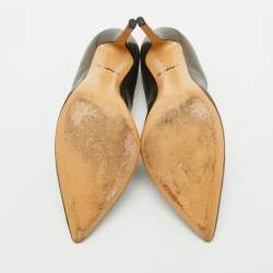 Salvatore Ferragamo Black Lizard Embossed Leather Pointed Toe Pumps Size 41