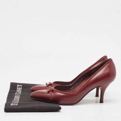 Salvatore Ferragamo Burgundy Leather Bow Pumps Size 38.5