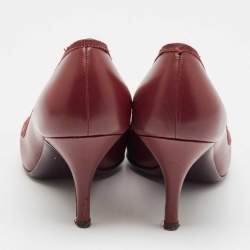 Salvatore Ferragamo Burgundy Leather Bow Pumps Size 38.5