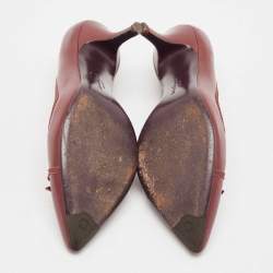 Salvatore Ferragamo Burgundy Leather Bow Pumps Size 38.5