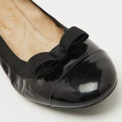 Salvatore Ferragamo Black Patent Leather Vara Bow Block Heel Pumps Size 39.5