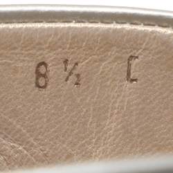 Salvatore Ferragamo Silver Leather Slingback Sandals Size 39