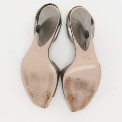 Salvatore Ferragamo Silver Leather Slingback Sandals Size 39