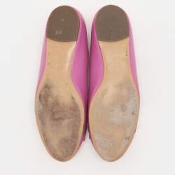 Salvatore Ferragamo Pink Leather Vara Bow Ballet Flats Size 37.5