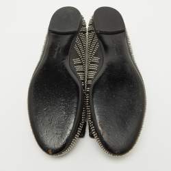 Salvatore Ferragamo Black Leather Studded Varina Bow Ballet Flats Size 37.5