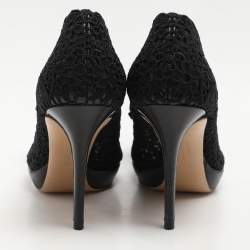 Salvatore Ferragamo Black Lace Vara Bow Pumps Size 37