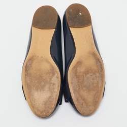 Pre Owned Salvatore Ferragamo Navy Blue Patent Leather Varina Ballet Flats Size 37.5