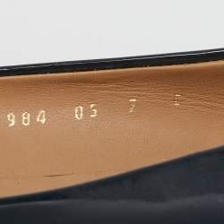 Pre Owned Salvatore Ferragamo Navy Blue Patent Leather Varina Ballet Flats Size 37.5