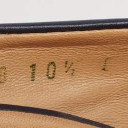 مملوكة مسبقًا حذاء كعب عالي سالفاتوري فيراغامو جلد أزرق بحري فيونكة فارا مقاس 41