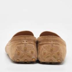 Salvatore Ferragamo Beige Suede Slip On Gancini Loafers Size 40