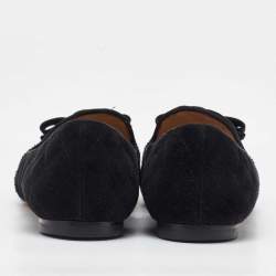 Salvatore Ferragamo Black Suede Vara Bow Smoking Slippers Size 40.5