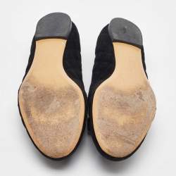 Salvatore Ferragamo Black Suede Vara Bow Smoking Slippers Size 40.5