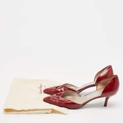 Pre Owned حذاء كعب عالي سالفاتوري فيراغامو بولا جلد رصاصي ميتاليك مزين فيونكة فارا مقدمة مفتوحة نعل سميك مقاس 38.5