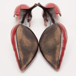 Pre Owned حذاء كعب عالي سالفاتوري فيراغامو بولا جلد رصاصي ميتاليك مزين فيونكة فارا مقدمة مفتوحة نعل سميك مقاس 38.5