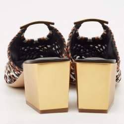 Salvatore Ferragamo Tricolor Woven Leather Laino Mules Size 39
