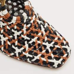 Salvatore Ferragamo Tricolor Woven Leather Laino Mules Size 39