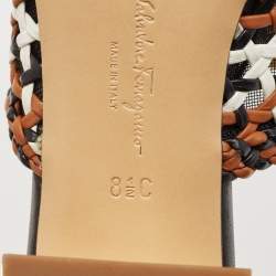 Salvatore Ferragamo Tricolor Woven Leather Laino Mules Size 39