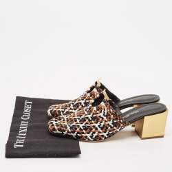 Salvatore Ferragamo Tricolor Woven Leather Laino Mules Size 39
