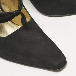 Salvatore Ferragamo Black Suede Anamur Pointed Toe Mules Size 38.5