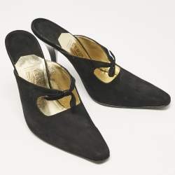 Salvatore Ferragamo Black Suede Anamur Pointed Toe Mules Size 38.5