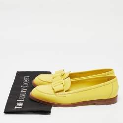 Pre Owned Salvatore Ferragamo Yellow Leather Viva Loafers Size 40