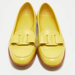 Pre Owned Salvatore Ferragamo Yellow Leather Viva Loafers Size 40