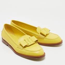 Pre Owned Salvatore Ferragamo Yellow Leather Viva Loafers Size 40